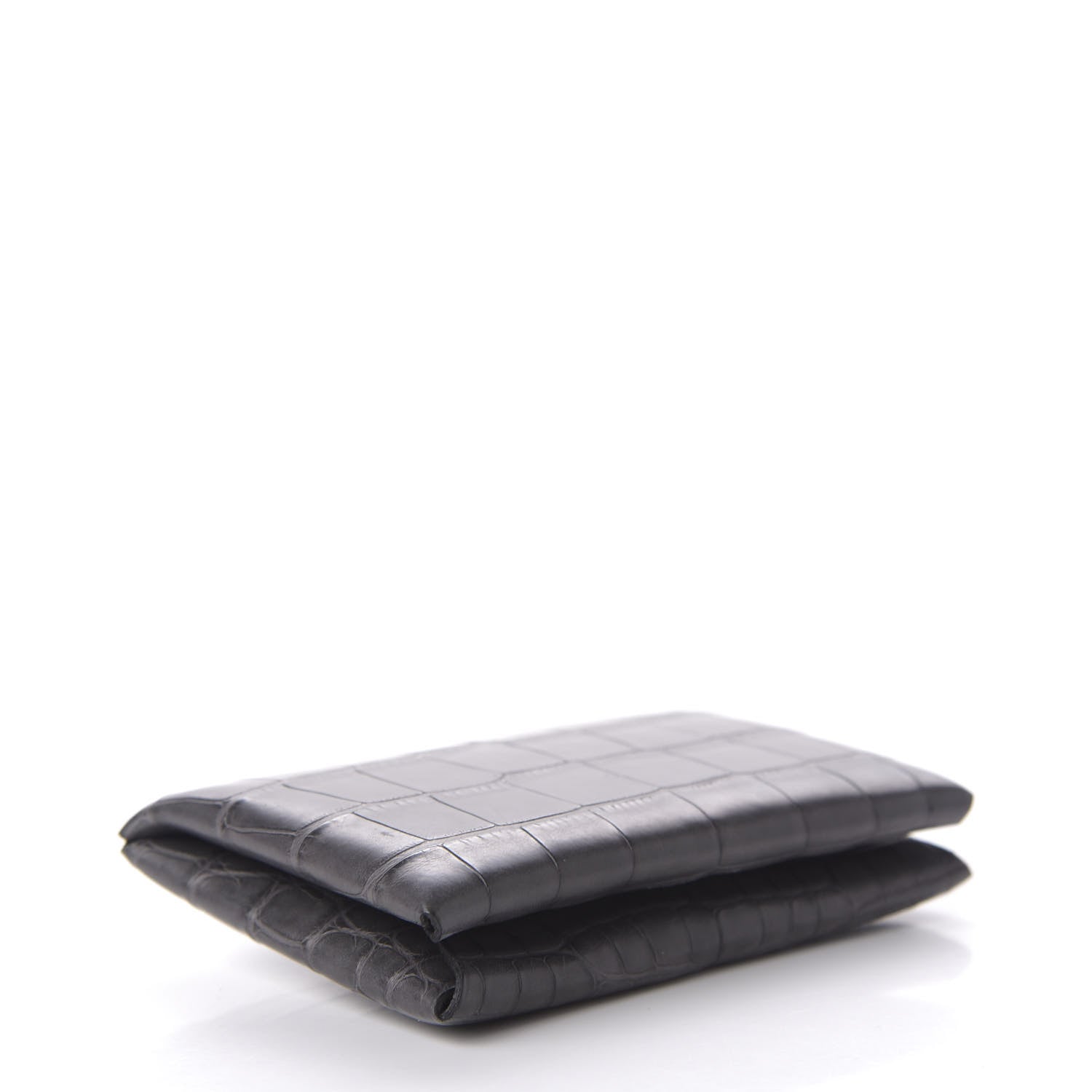 Hermes Matte Alligator Calvi Card Case Graphite 4 of 7