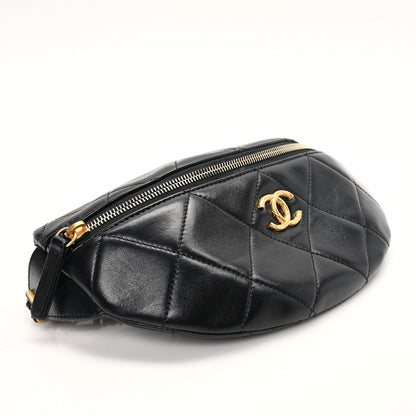 Chanel Lambskin Enamel Quilted Waist Bag Black 4 of 11