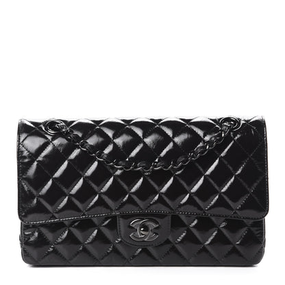 Chanel Shiny Crumpled Calfskin Quilted Medium Double Flap So Black 1 of 11