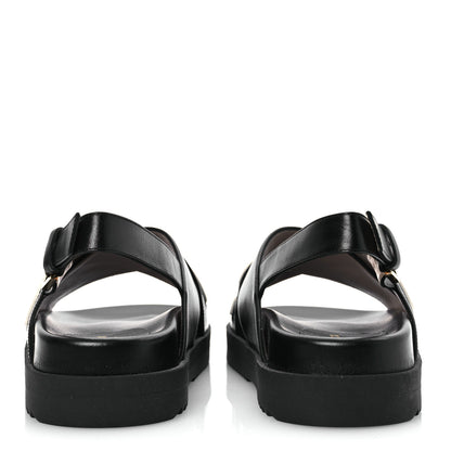 Gucci Logo Calfskin Slingback Sandals 36 Black 6 of 12