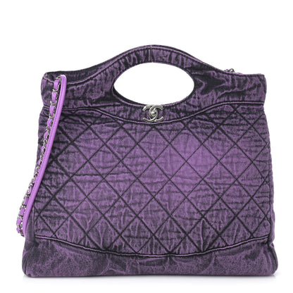Chanel Denim Quilted Large 31 Denimpression Shopping Bag Purple Black 1 of 9