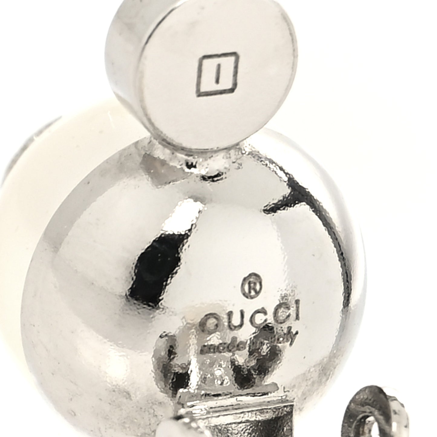 Metal Pearl Interlocking G Clip On Earrings Silver
