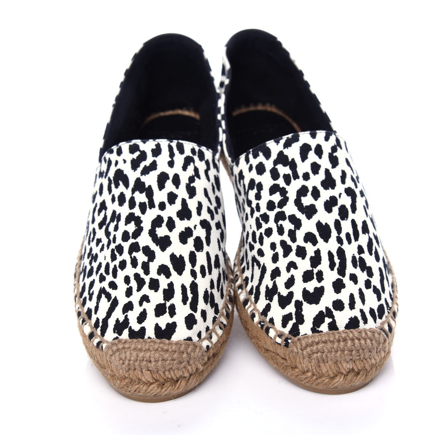 Canvas Leopard Print Espadrilles 40 White Black