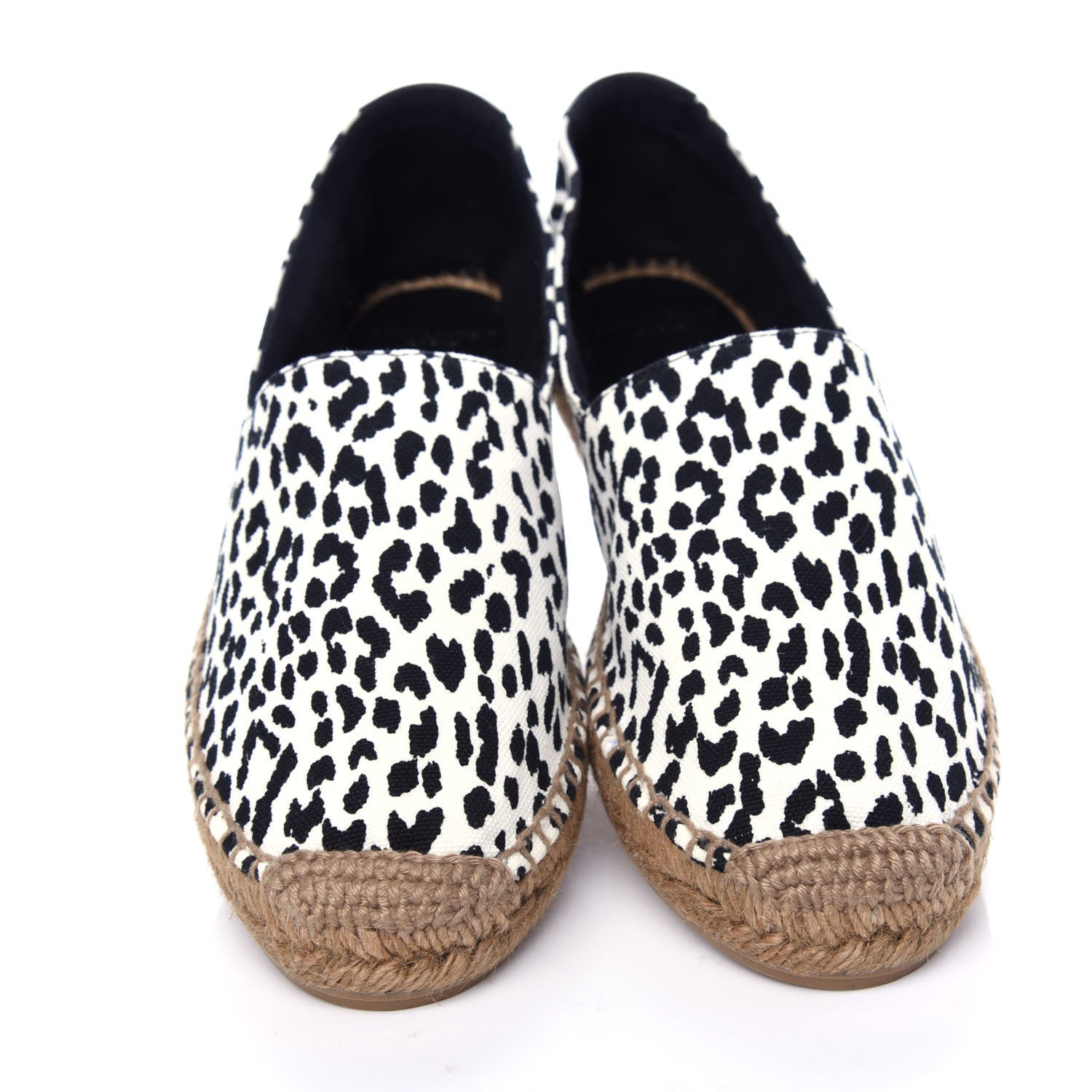 Saint Laurent Canvas Leopard Print Espadrilles 40 White Black 5 of 12
