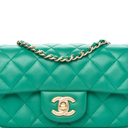 Chanel Lambskin Quilted Extra Mini Rectangular Flap Green 10 of 12