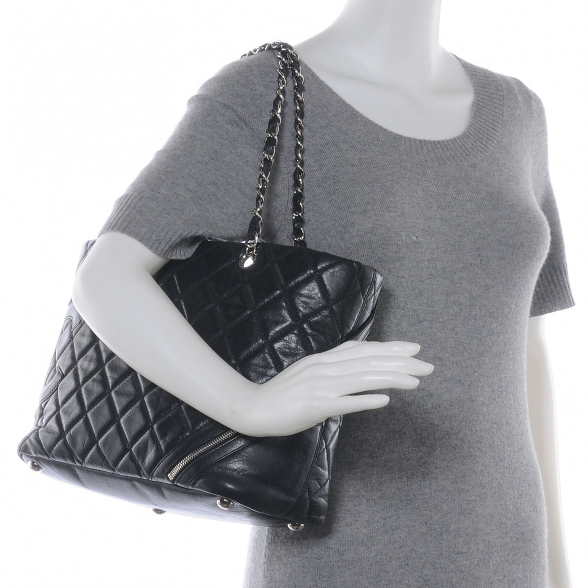 Chanel Leather Quilted Cotton Club Tote Black 2 of 7