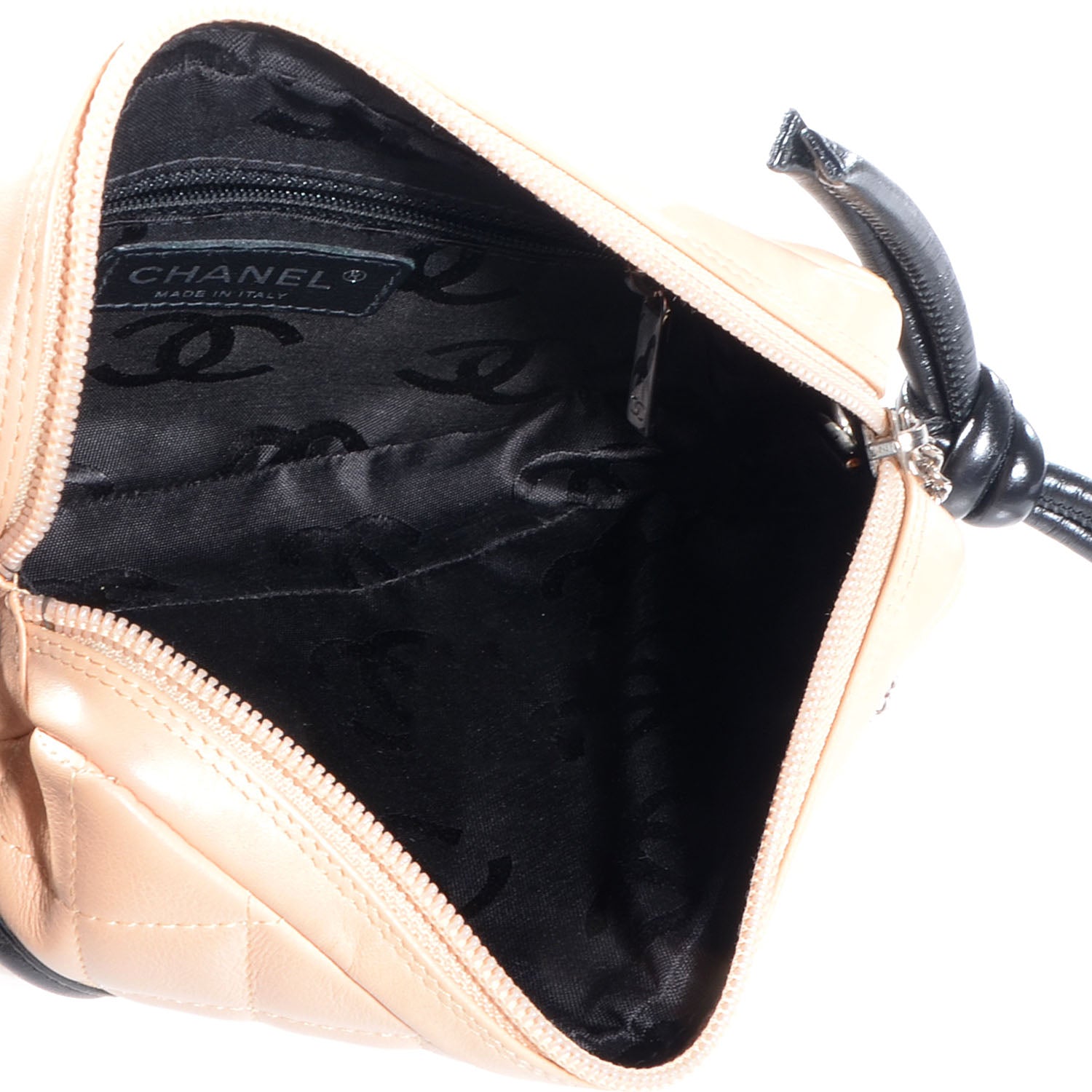 Chanel Calfskin Quilted Cambon Pochette Beige Black 6 of 8