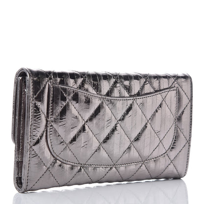 Chanel Metallic Striped Calfskin Reissue Wallet Dark Silver 3 of 9