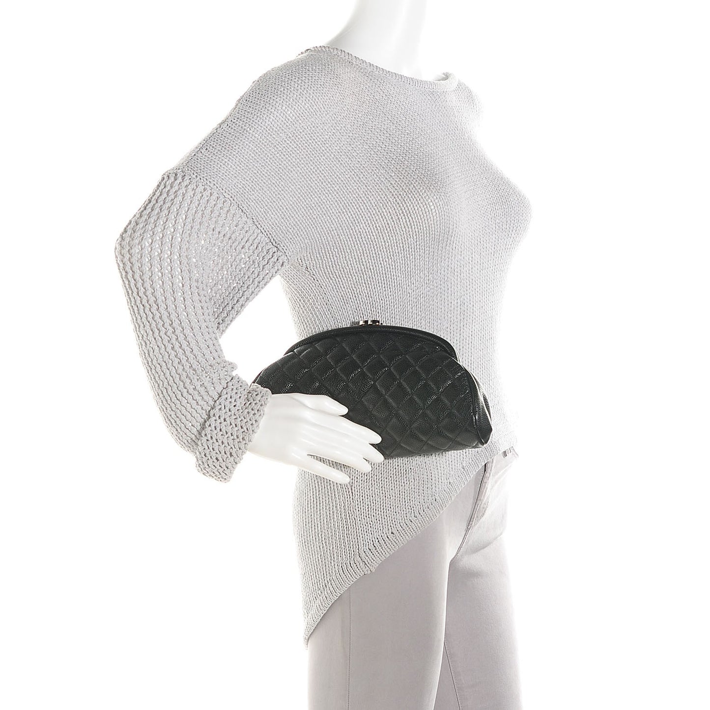 Caviar Quilted Timeless Clutch Black