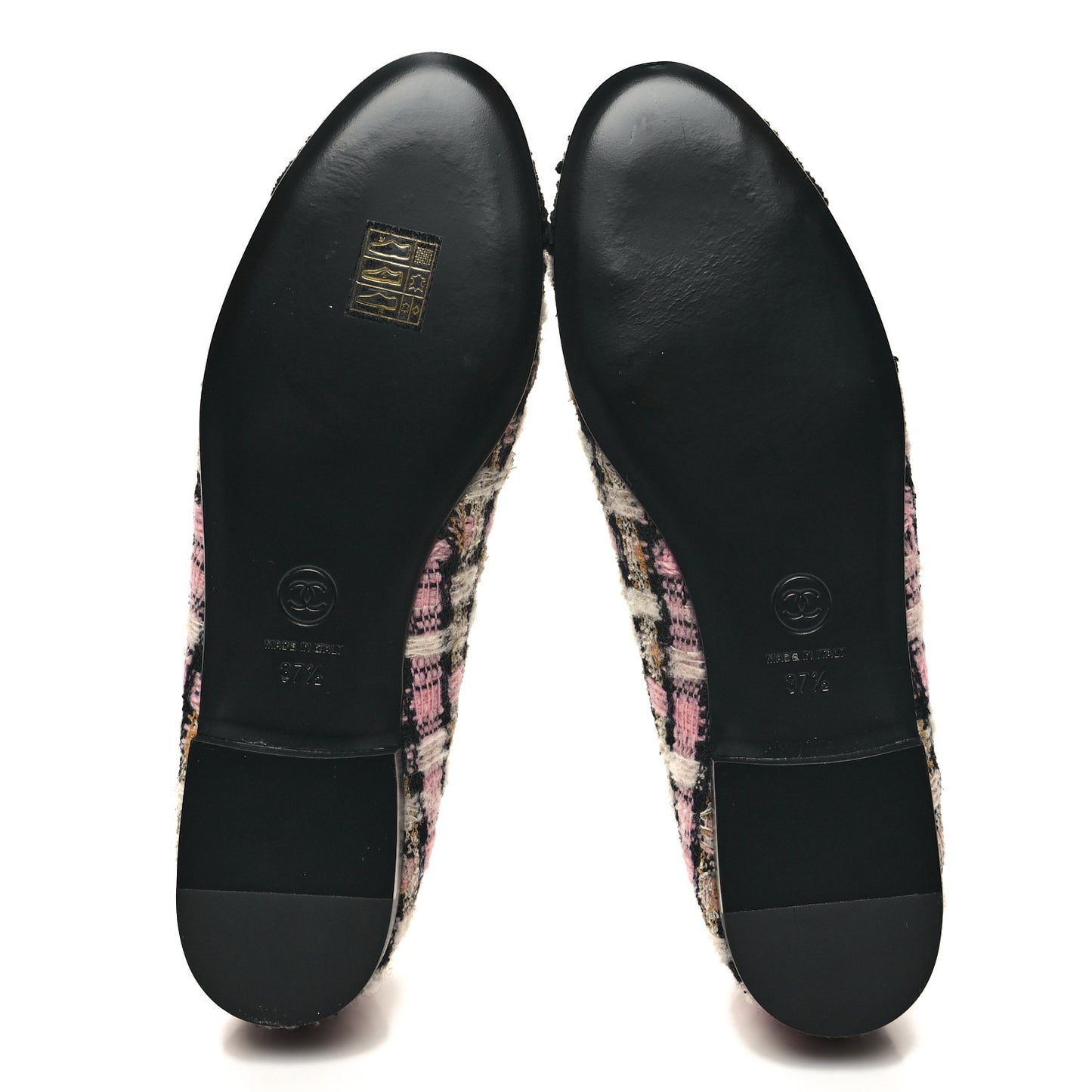Wool Cotton Tweed Corduroy Cap Toe Ballerina Flats 37.5 Pink Black Multicolor
