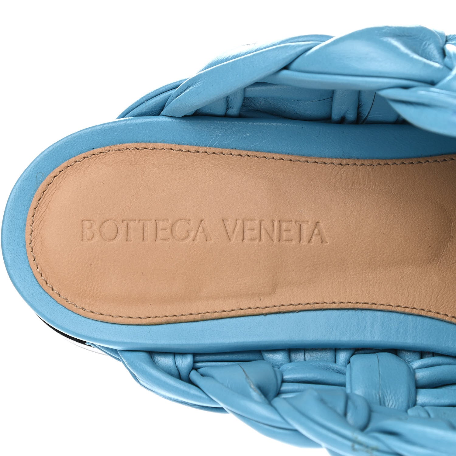 Bottega Veneta Shiny Nappa Intrecciato The Board Flat Sandals 39 Sky Blue 6 of 9