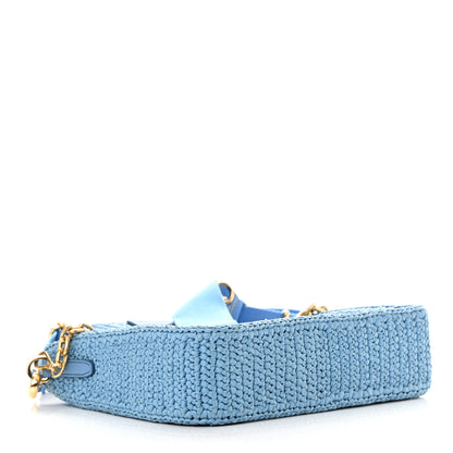 Prada Yarn Raffia Effect Crochet Re-Edition 2005 Shoulder Bag Celeste 4 of 14