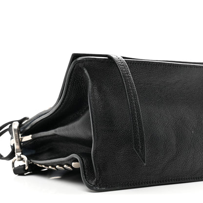 Prada Glace Calfskin Studded Etiquette Flap Black 9 of 10