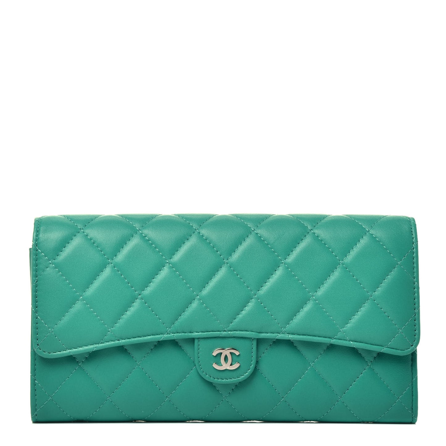 Lambskin Quilted Travel Wallet Green