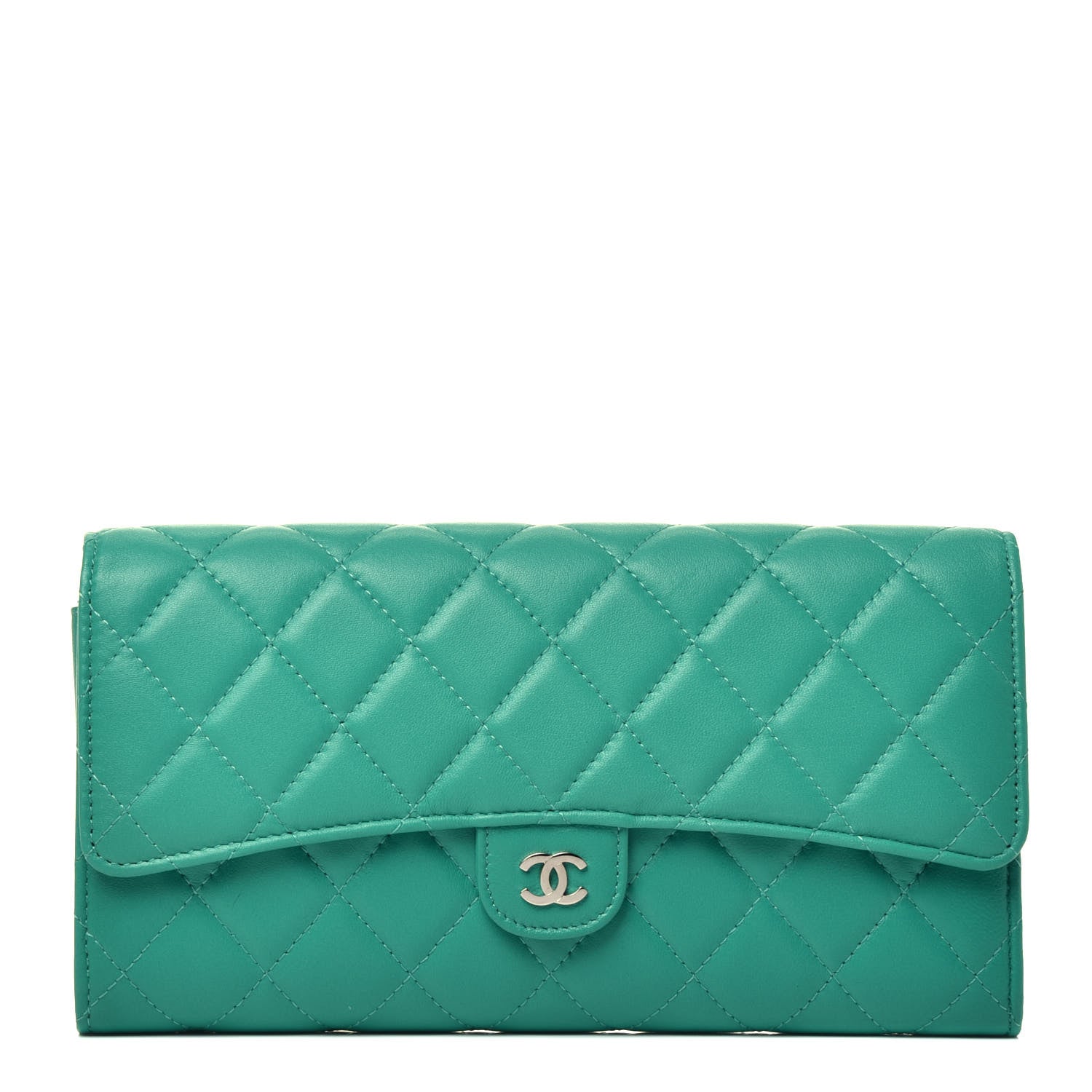 Chanel Lambskin Quilted Travel Wallet Green 1 of 8