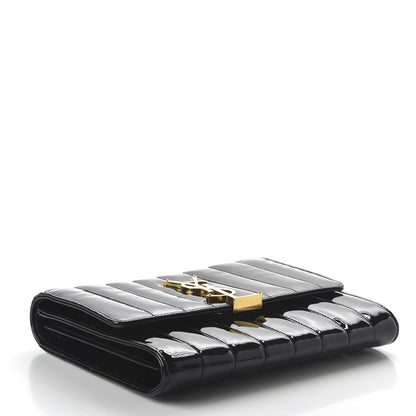 Saint Laurent Patent Calfskin Matelasse Monogram Vicky Chain Wallet Black 4 of 10