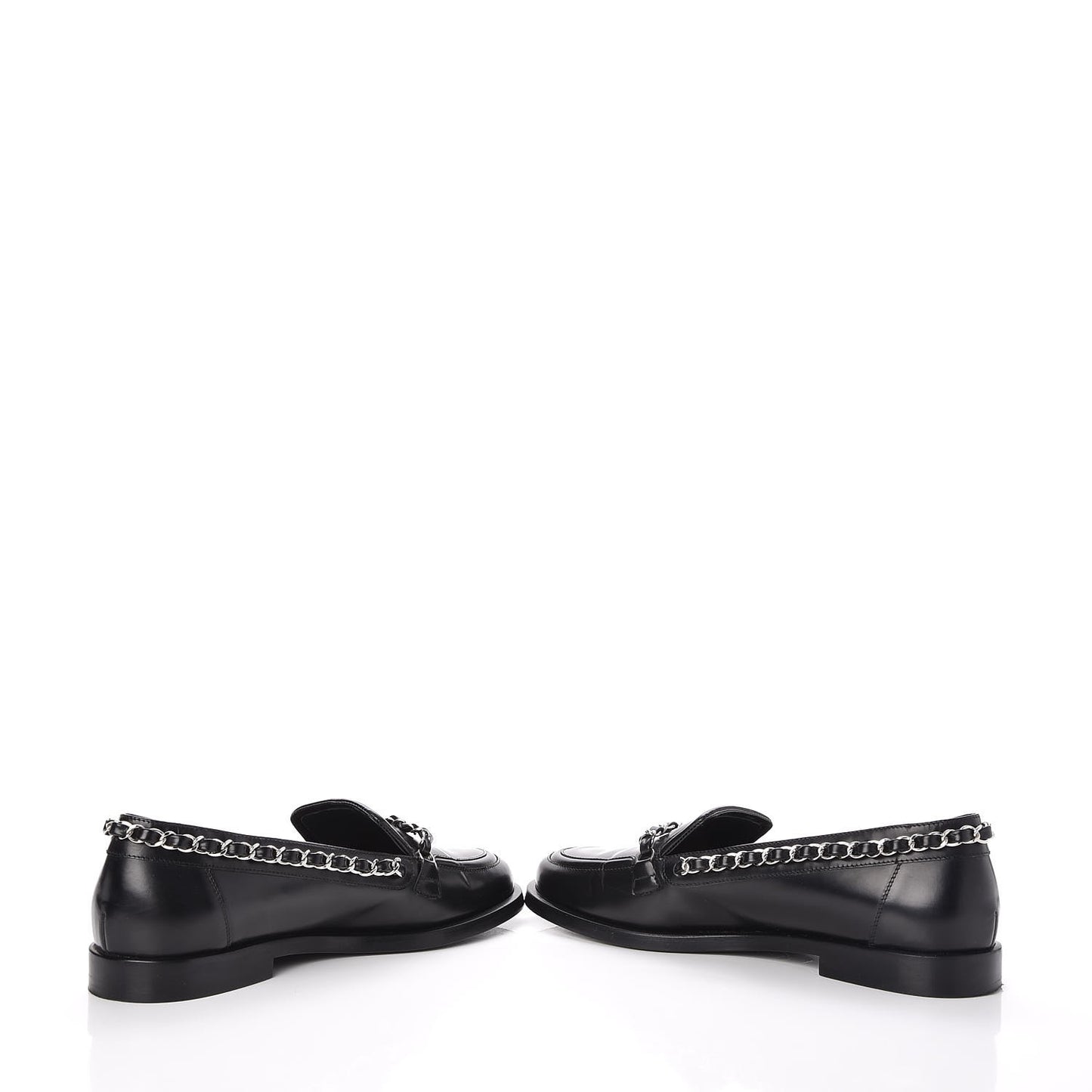Calfskin CC Chain Moccasin Loafers 35 Black