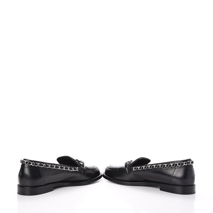 Chanel Calfskin CC Chain Moccasin Loafers 35 Black 5 of 11