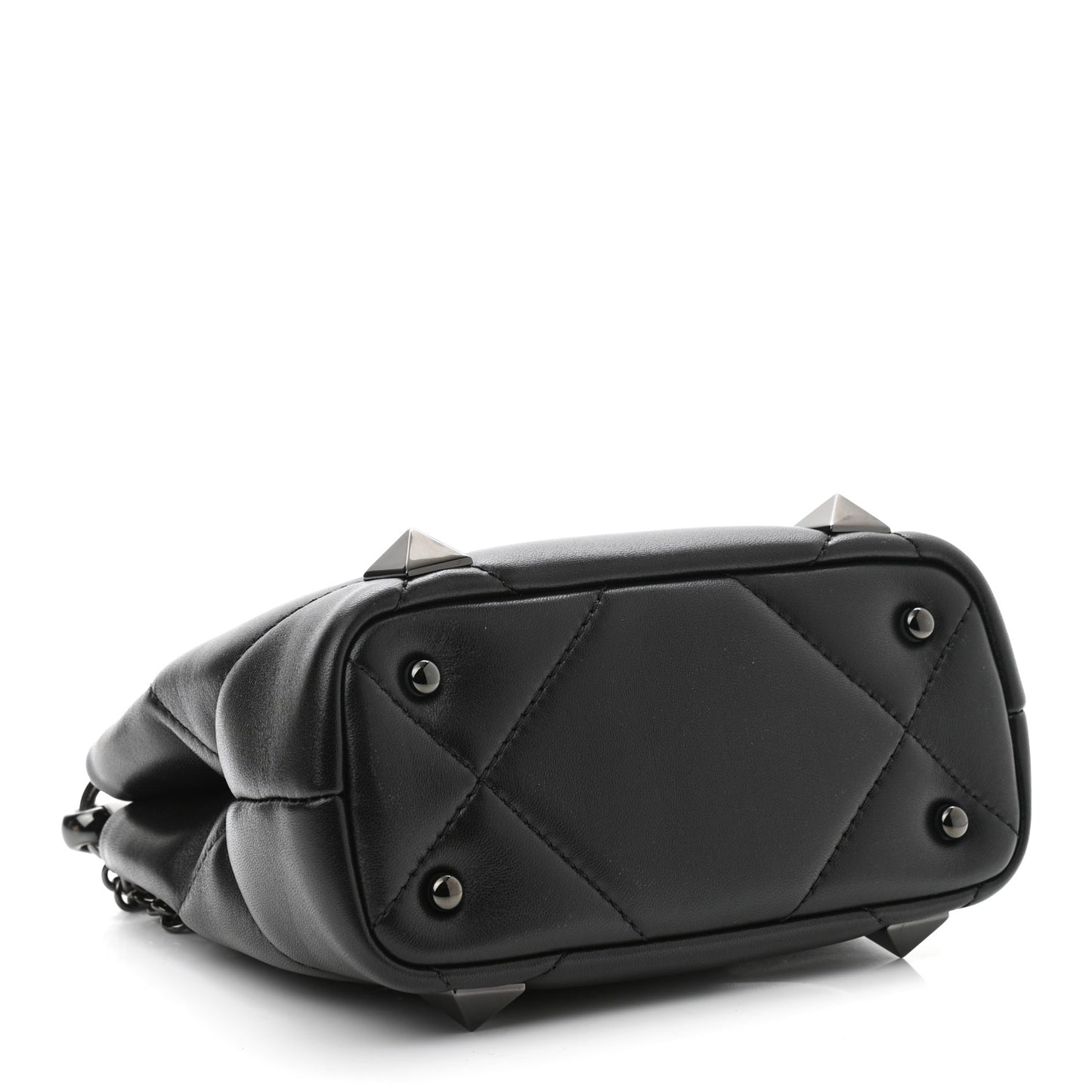 Nappa Monochrome Mini Roman Stud The Handle Bag Black