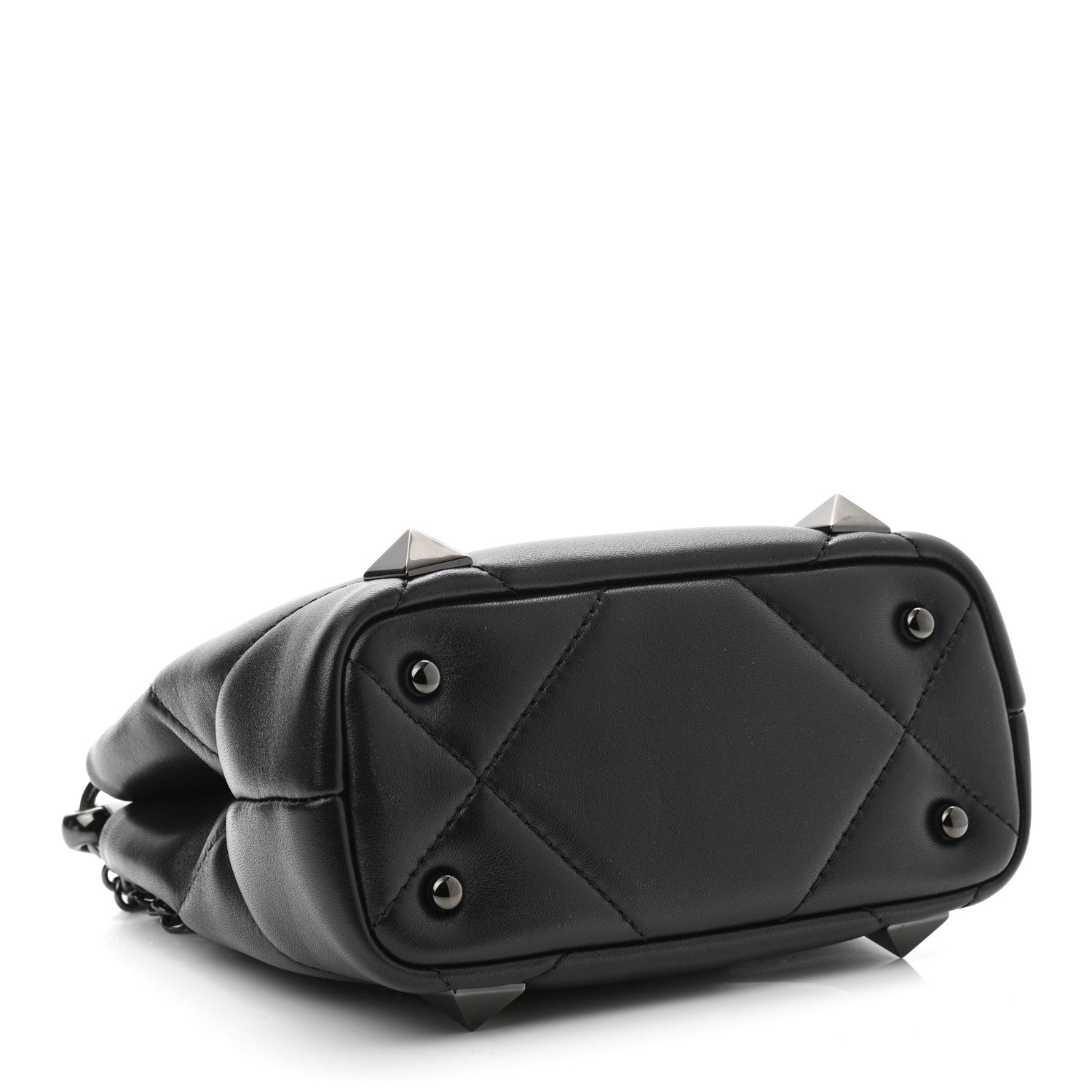 Valentino Garavani Nappa Monochrome Mini Roman Stud The Handle Bag Black 3 of 8