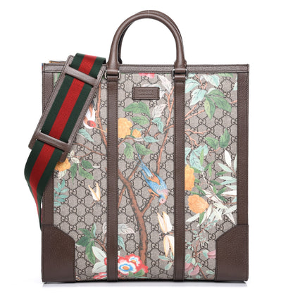 Gucci GG Supreme Monogram Tian Web Vertical Tote Beige Multicolor New Acero 1 of 8