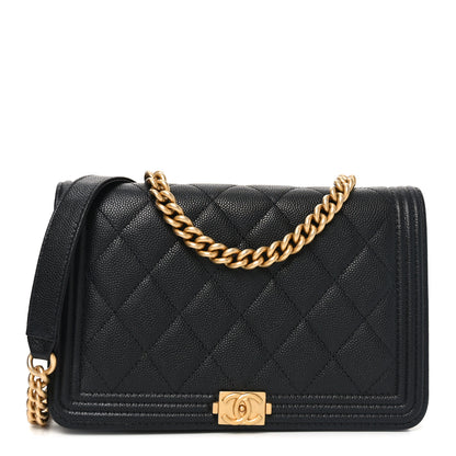 Chanel Caviar Quilted Boy Wallet On Chain WOC Black 1 of 12
