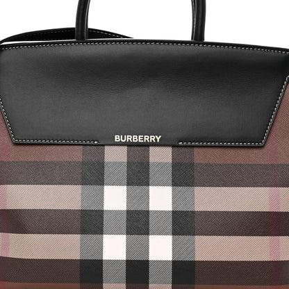 Burberry E-Canvas Check Calfskin Medium Catherine Tote Bag Dark Birch Brown 7 of 9