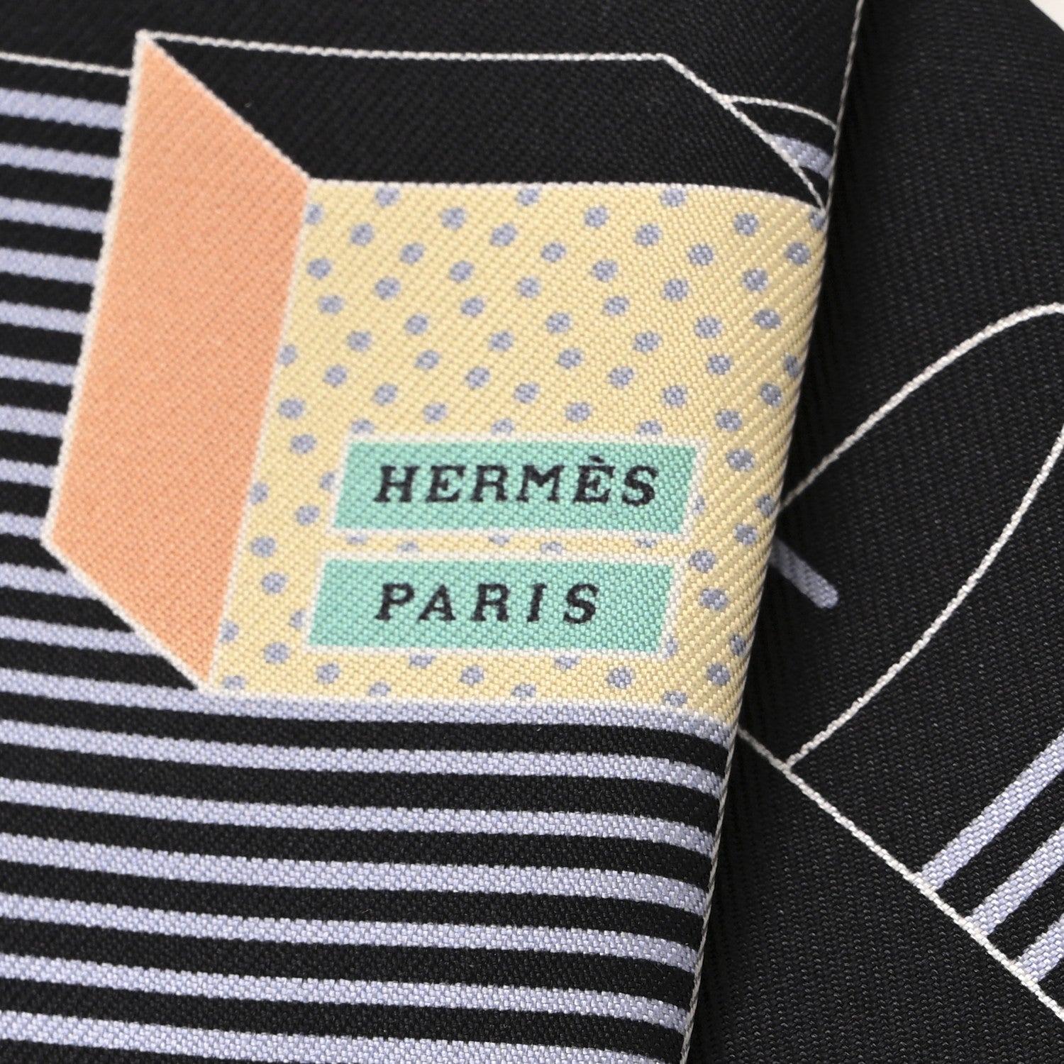Hermes Silk Twilly Grand Theatre Nouveau Black Bleu Vert 2 of 4