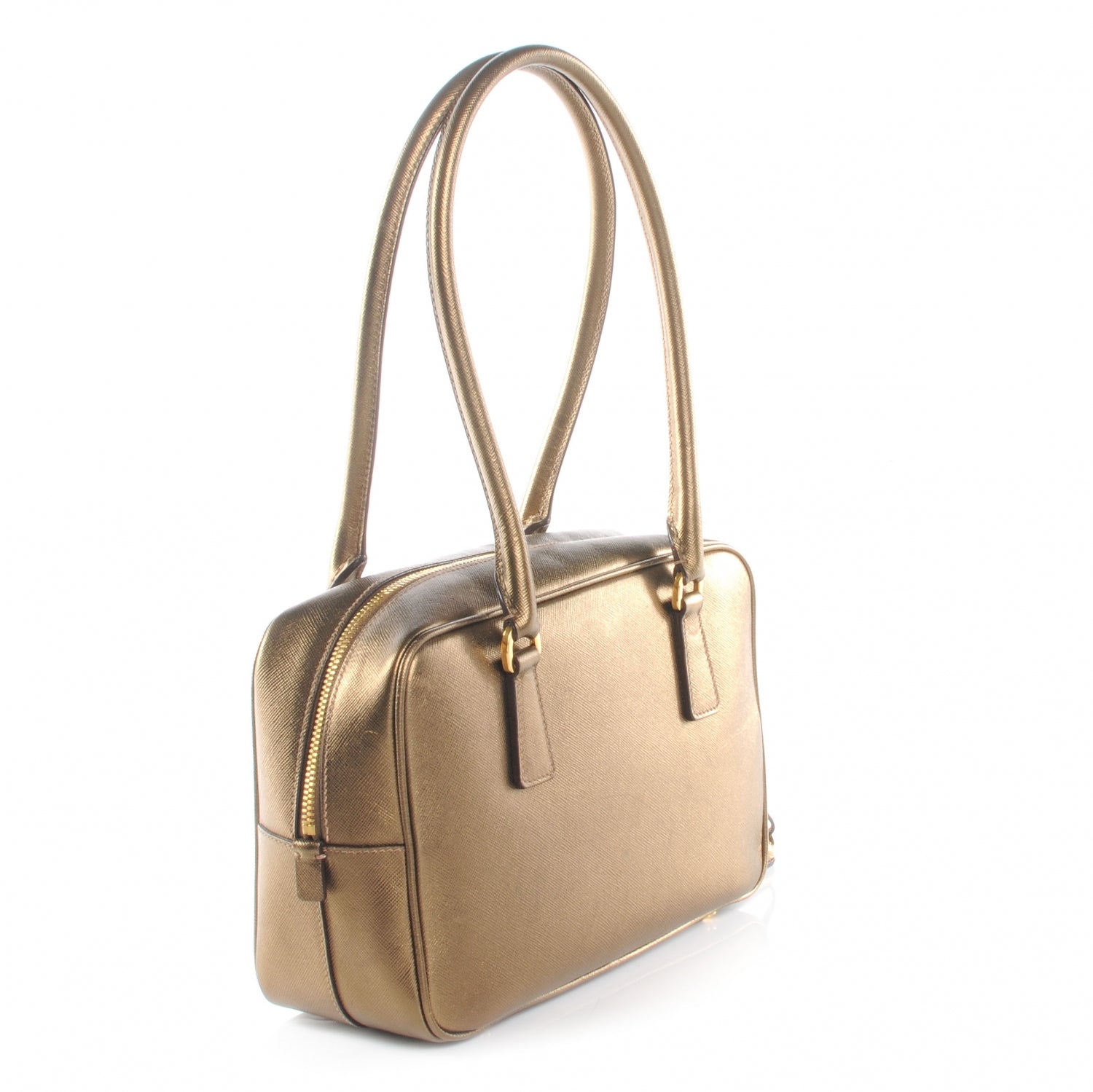 Prada Saffiano Lux Boston Metal Oro 3 of 8