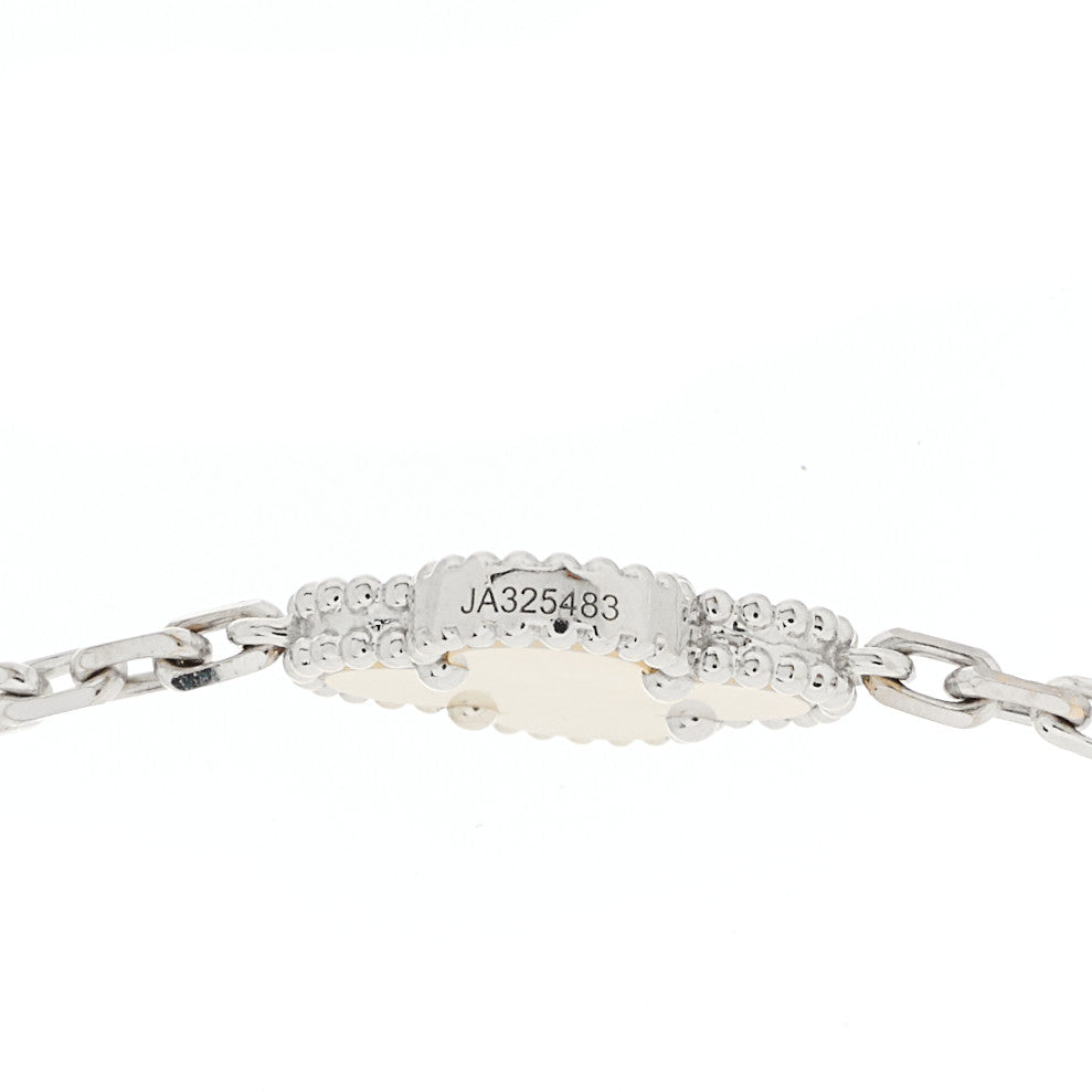 Van Cleef & Arpels 18K White Gold Mother of Pearl 10 Motifs Vintage Alhambra Necklace 5 of 6