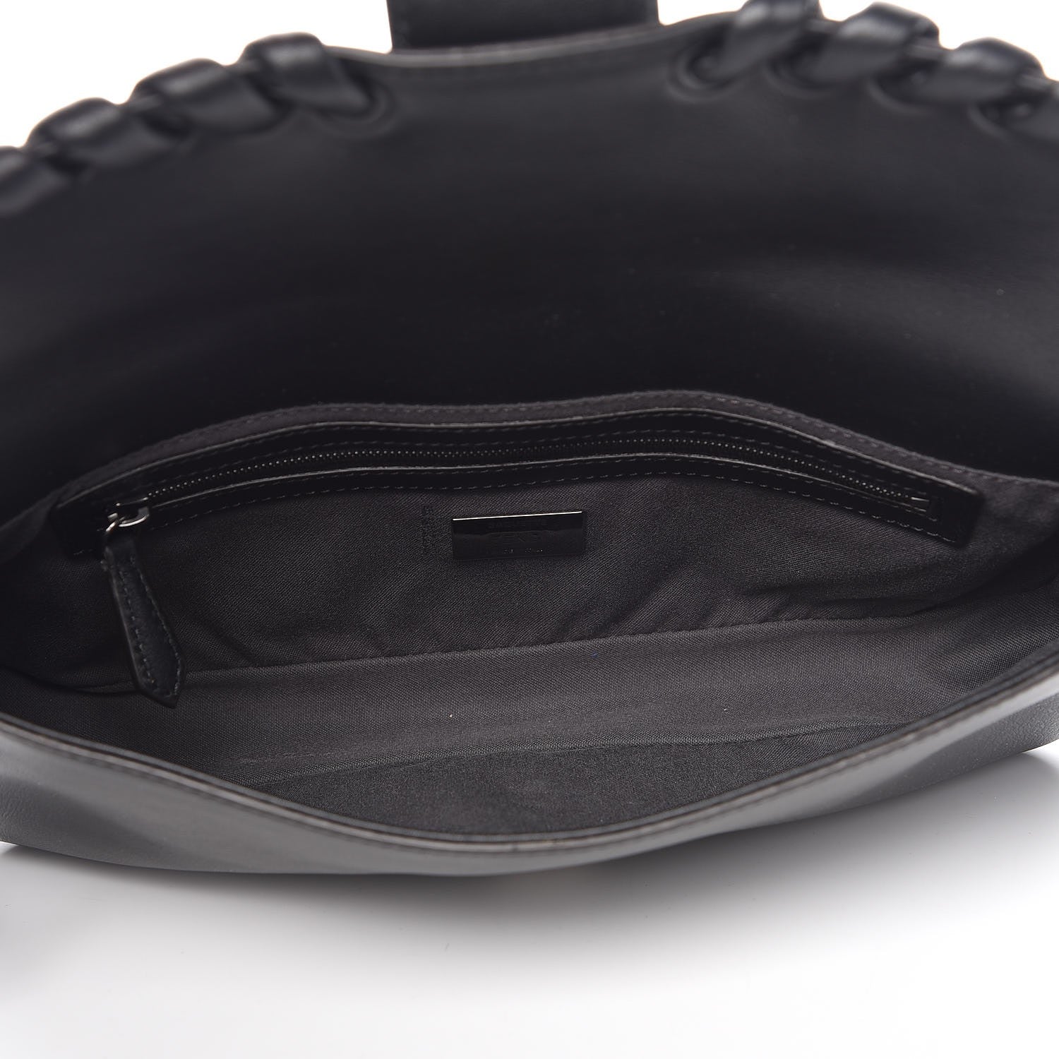 Fendi Vitello Dolce Lace Up Baguette Black 3 of 7