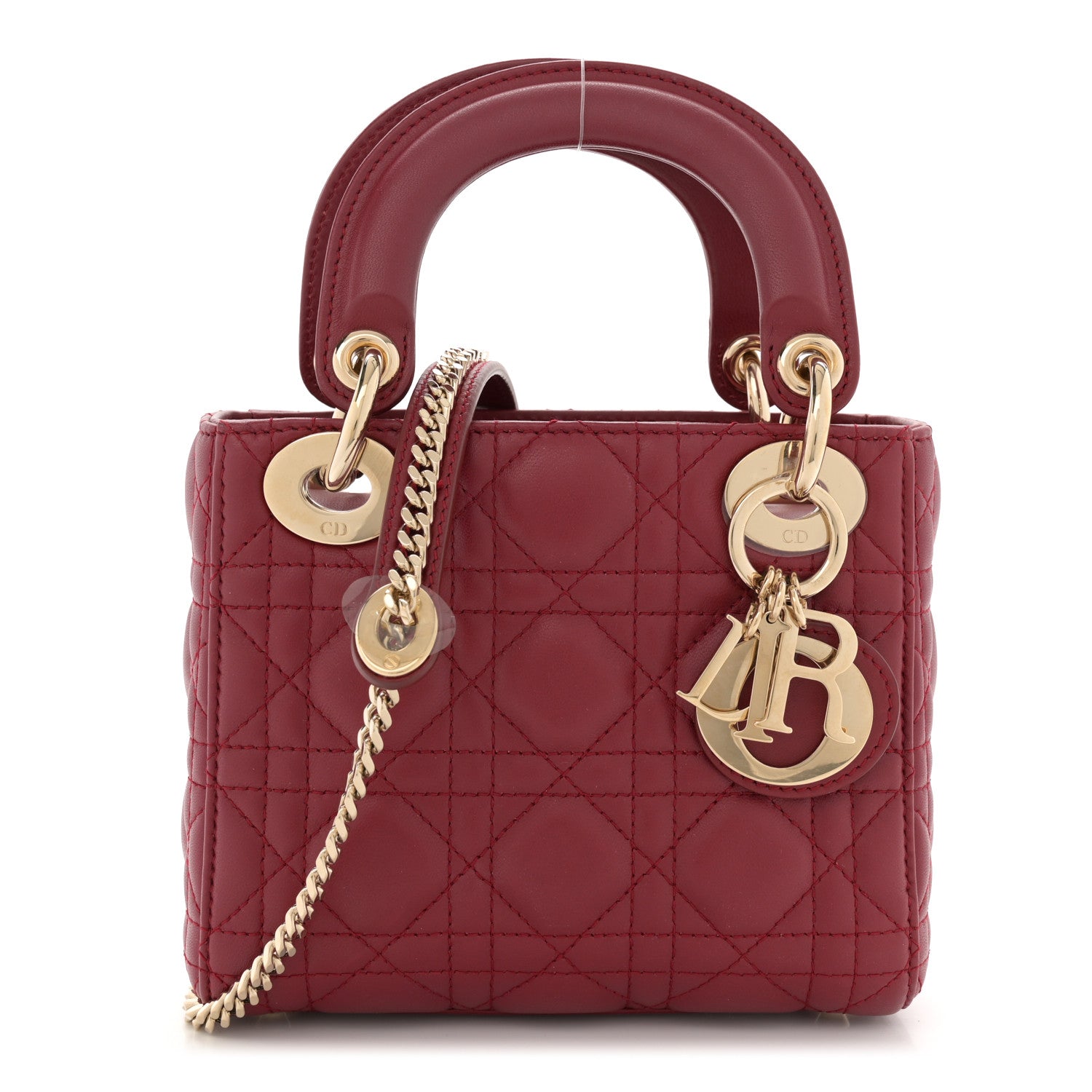 Christian Dior Lambskin Cannage Mini Lady Dior Burgundy 1 of 11