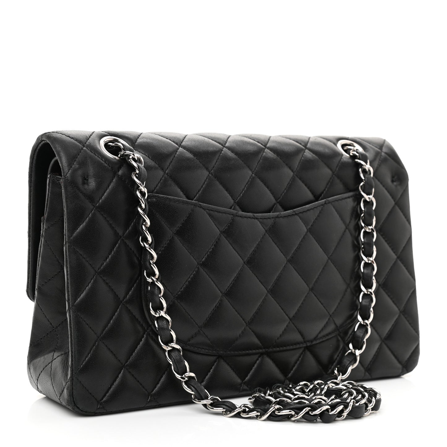 Lambskin Quilted Medium Double Flap Black