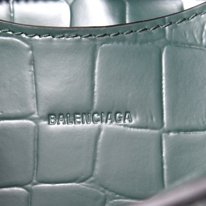 Balenciaga Semi Shiny Calfskin Crocodile Embossed Neo Classic Black Hardware Mini City Forest Green 6 of 8