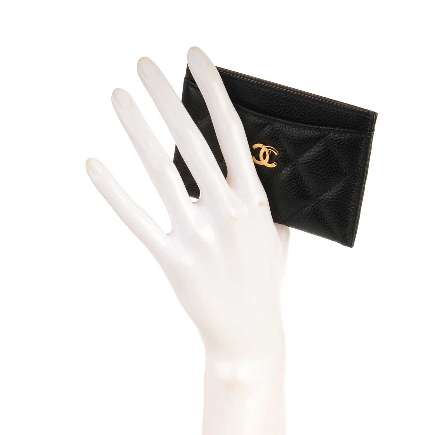 Caviar Quilted Card Holder Black