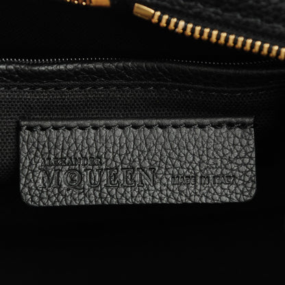 Alexander McQueen Grainy Calfskin Small Skull Padlock Zip Around Tote Black 6 of 8