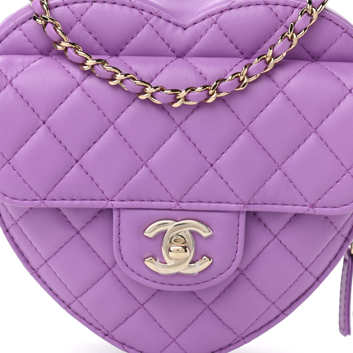 Chanel Lambskin Quilted CC In Love Heart Bag Purple 8 of 11