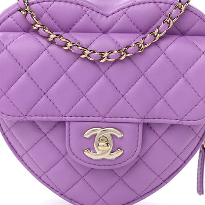 Chanel Lambskin Quilted CC In Love Heart Bag Purple 8 of 11