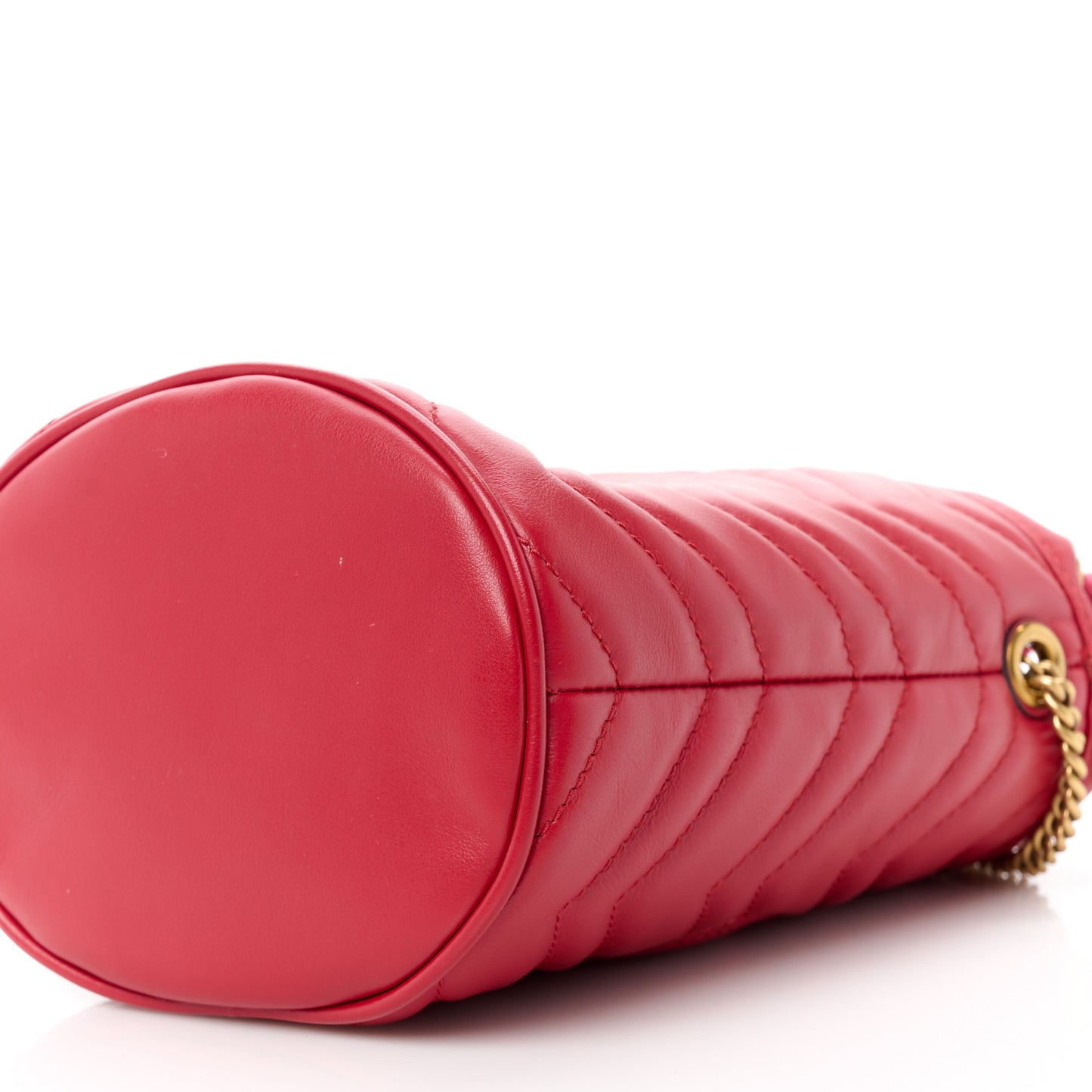 Calfskin Matelasse Mini GG Marmont 2.0 Bucket Bag Hibiscus Red