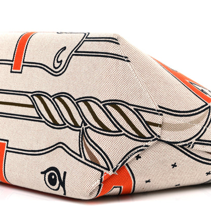Hermes H Plume Canvas Swift Printed Quadrige au Fil Steeple 25 Bag Gris Beige Ecru Beige Gold 9 of 9