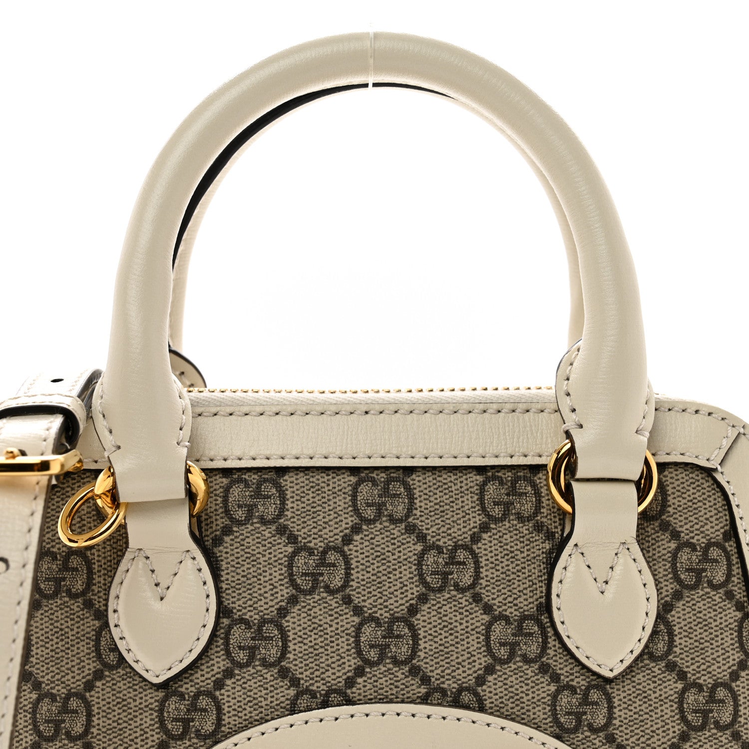 Gucci GG Supreme Monogram Azalea Calfskin Mini Horsebit 1955 Top Handle Bag Beige Ebony Mystic White 5 of 10