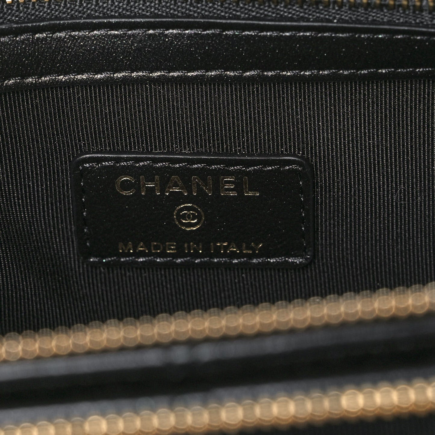 Shiny Lambskin Quilted Medium Double Case With Strap Black