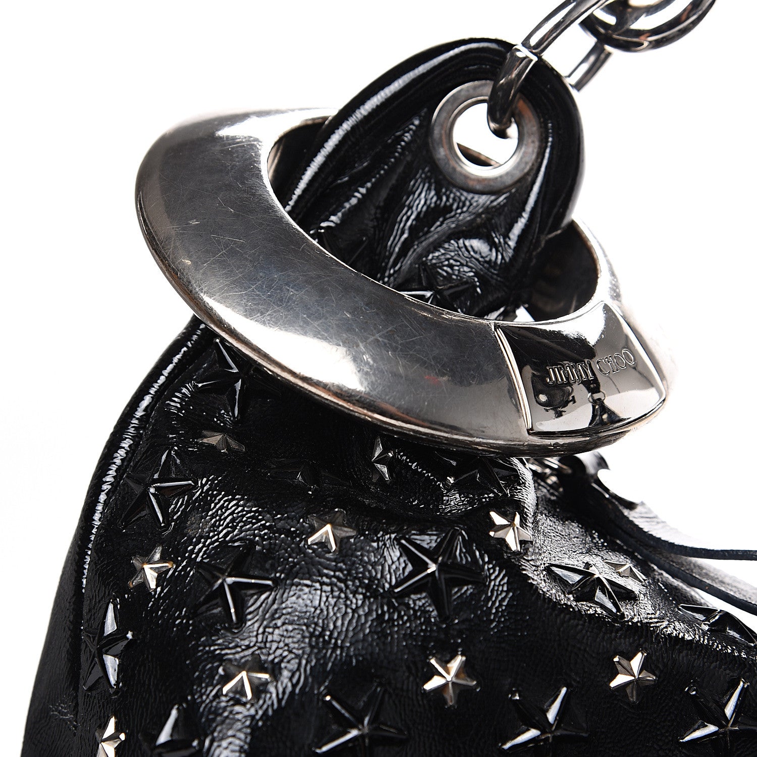 Jimmy Choo Metallic Calfskin Star Studded Sky Hobo Black 9 of 10