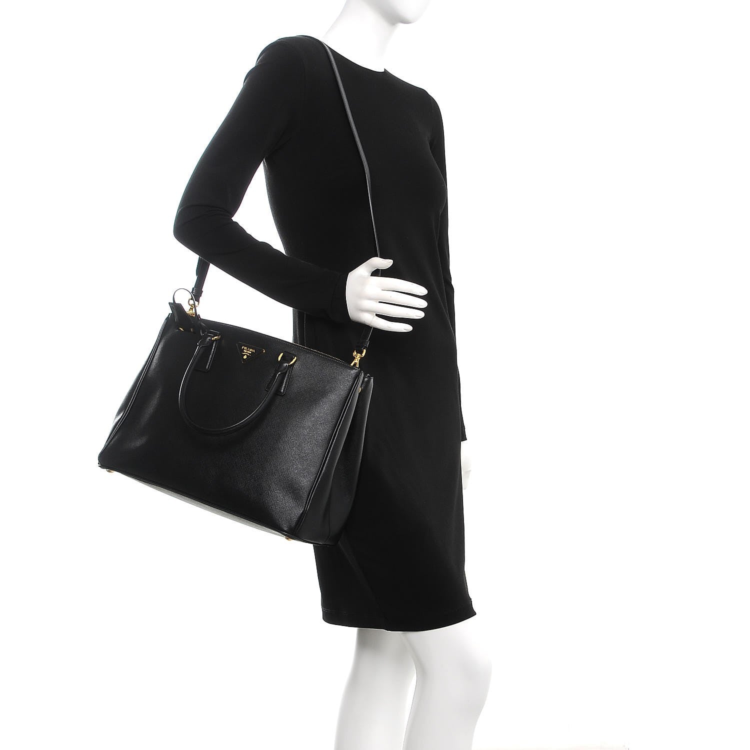Prada Saffiano Large Galleria Double Zip Tote Black 2 of 8
