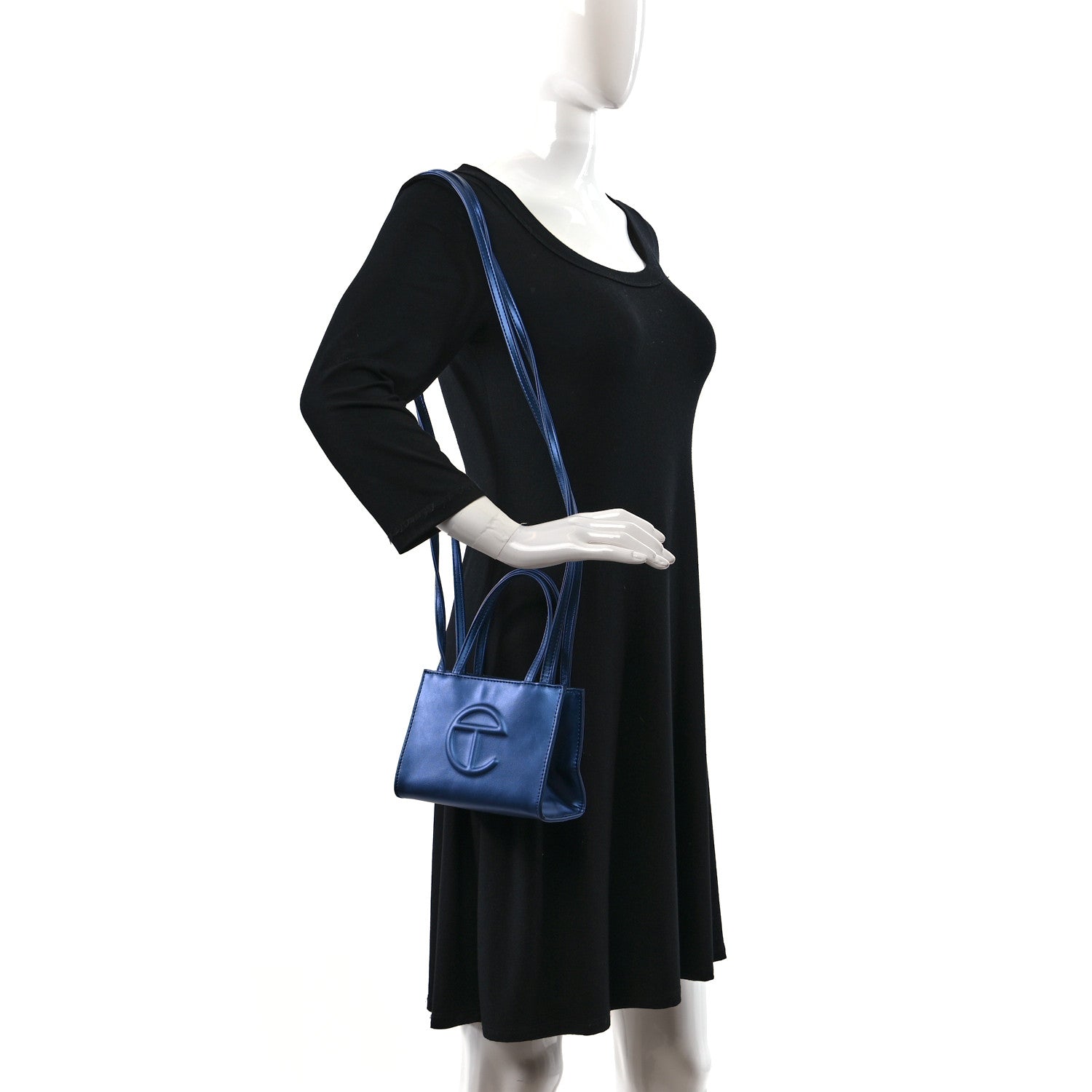 Telfar Metallic Vegan Leather Small Shopping Bag Cobalt 2 of 9