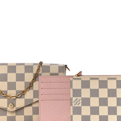 Louis Vuitton Damier Azur Pochette Felicie Chain Wallet Rose Ballerine 8 of 18