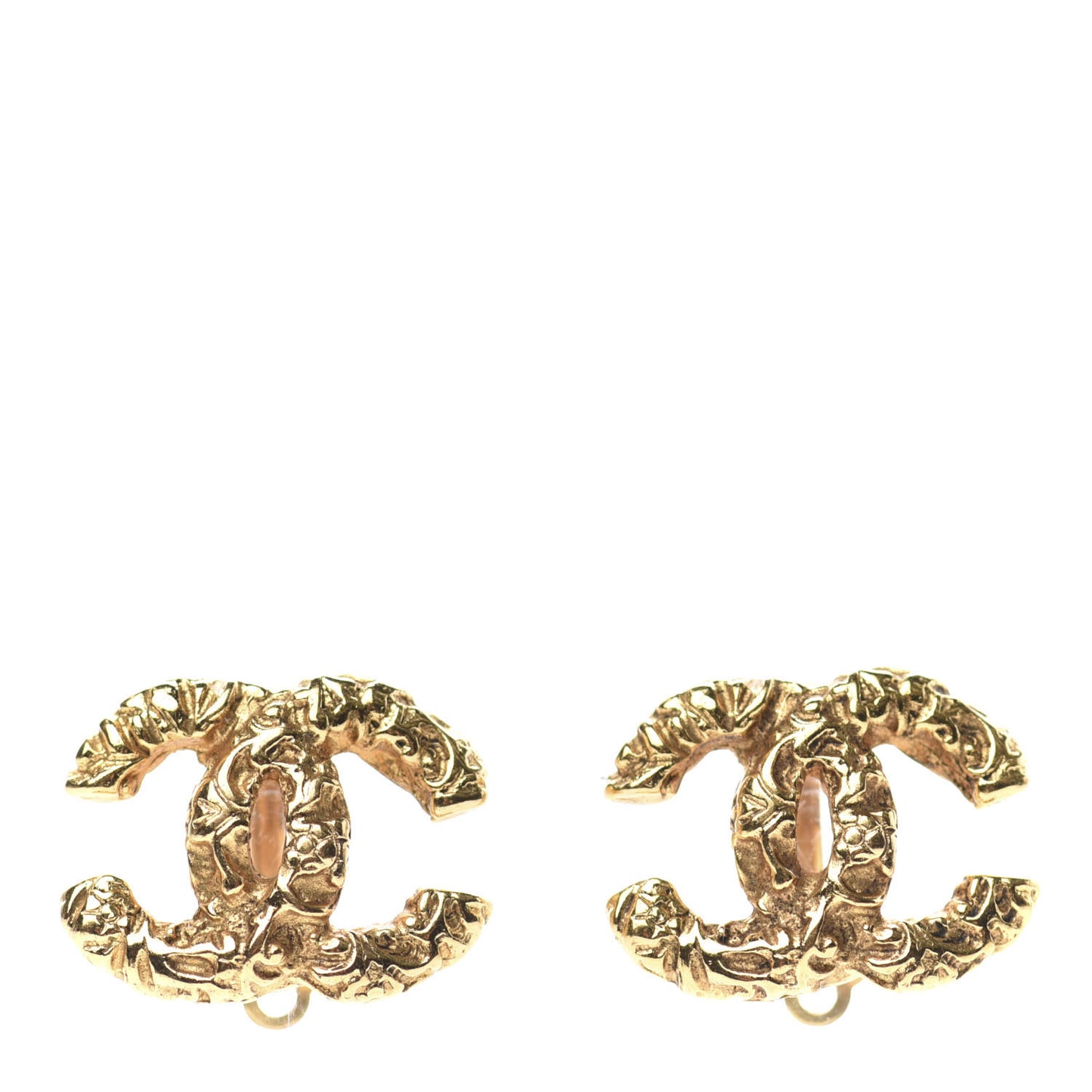 Textured CC Clip On Earrings Gold