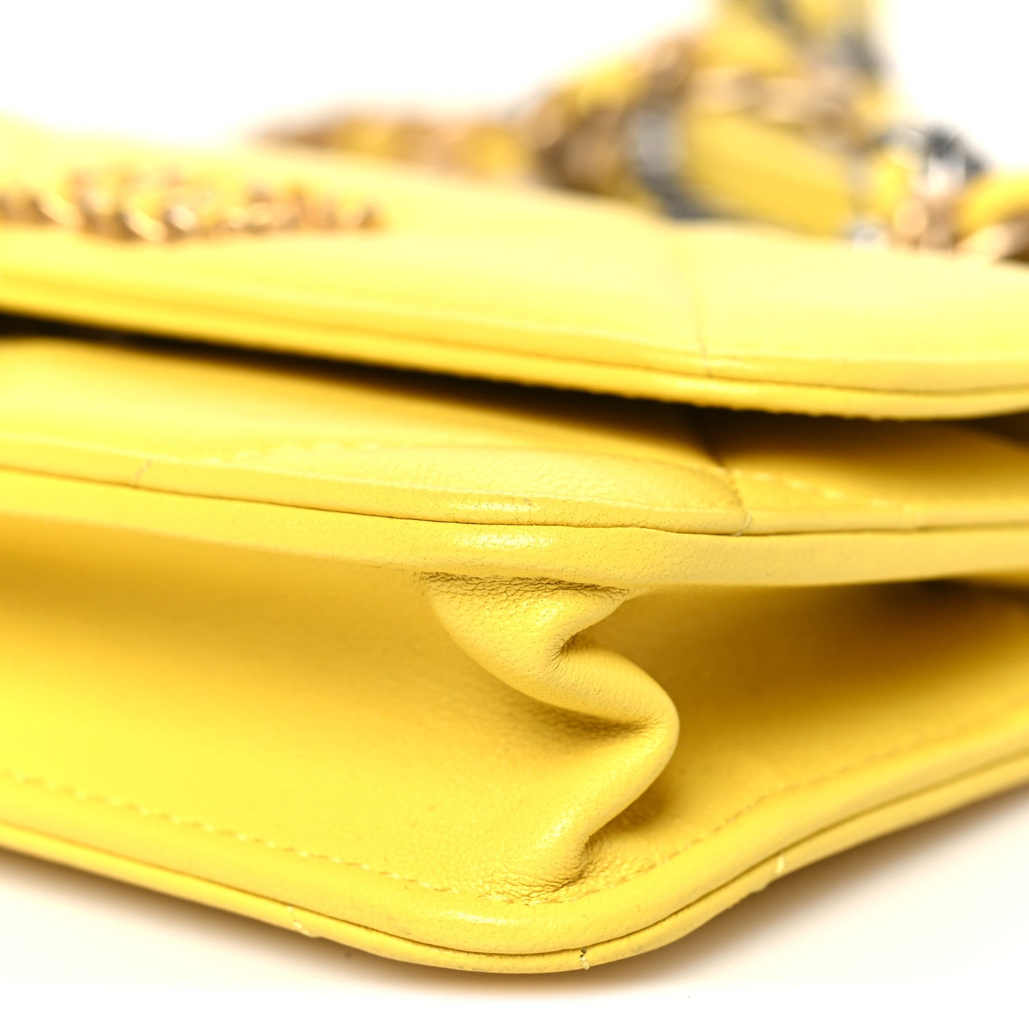 Chanel Lambskin Quilted Chanel 19 Flap Phone Holder With Chain Yellow 11 of 12