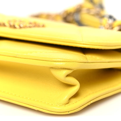 Chanel Lambskin Quilted Chanel 19 Flap Phone Holder With Chain Yellow 11 of 12