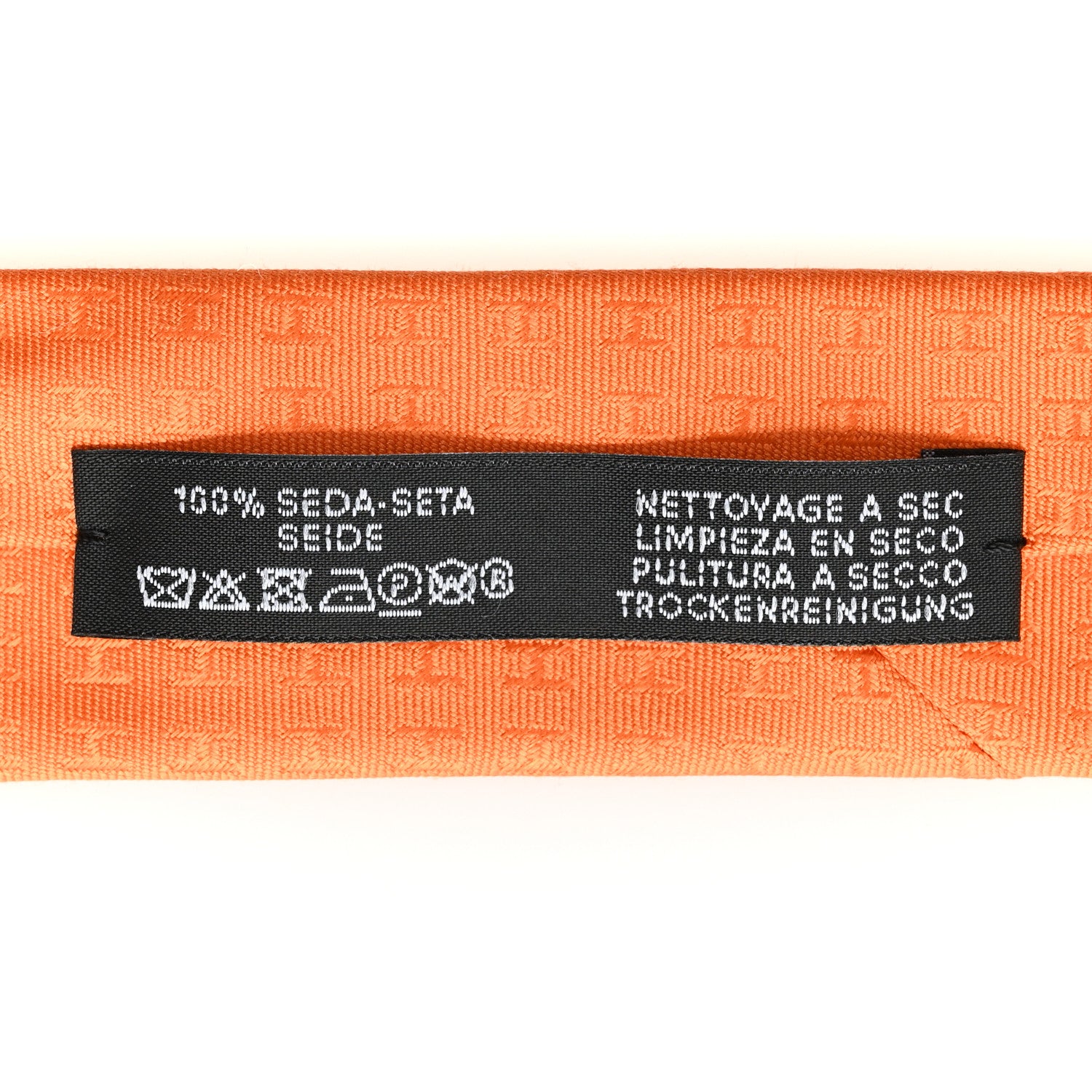 Hermes Silk Mens Faconee H Tie Orange Vif 3 of 4